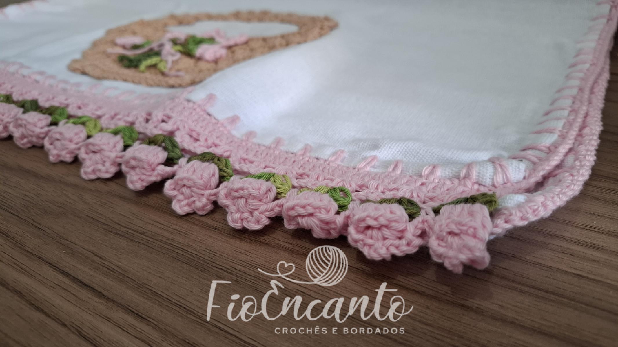 Pano de Copa Barrado em Crochê – Tulipa Rosa | Artesanal Delicado para Cozinha — foto 8