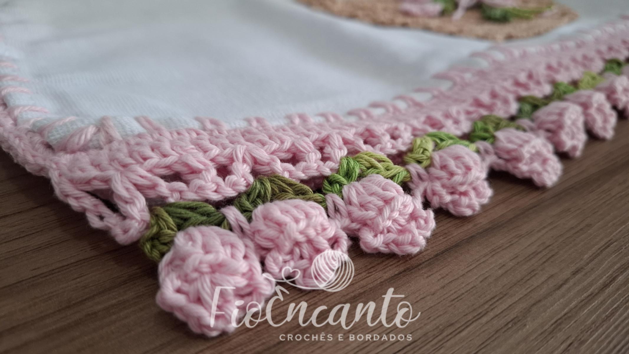 Pano de Copa Barrado em Crochê – Tulipa Rosa | Artesanal Delicado para Cozinha — foto 9
