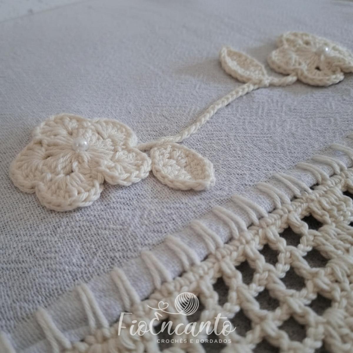 Pano de Copa Barrado Esperança Off White | Crochê Artesanal Delicado — foto 3