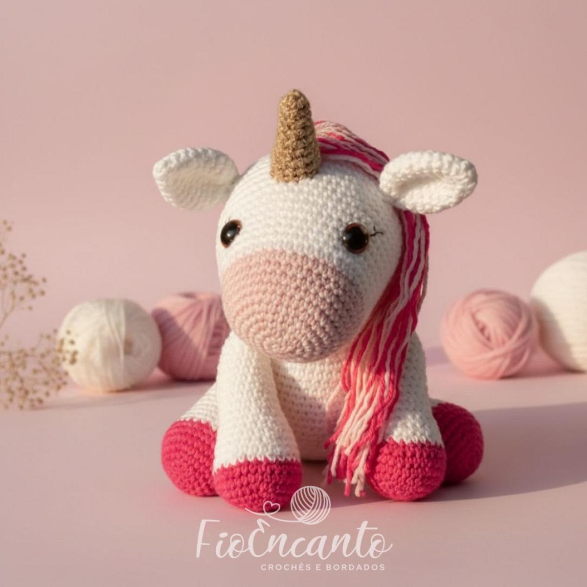 Unicórnio Rosa Amigurumi – Pelúcia em Crochê Artesanal Feita à Mão — foto 1