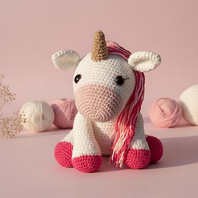 Unicórnio Rosa Amigurumi – Pelúcia em Crochê Artesanal Feita à Mão