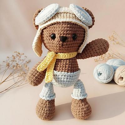 Ursinho Aviador Amigurumi – Boneco em Crochê Artesanal Feito à Mão - foto 2