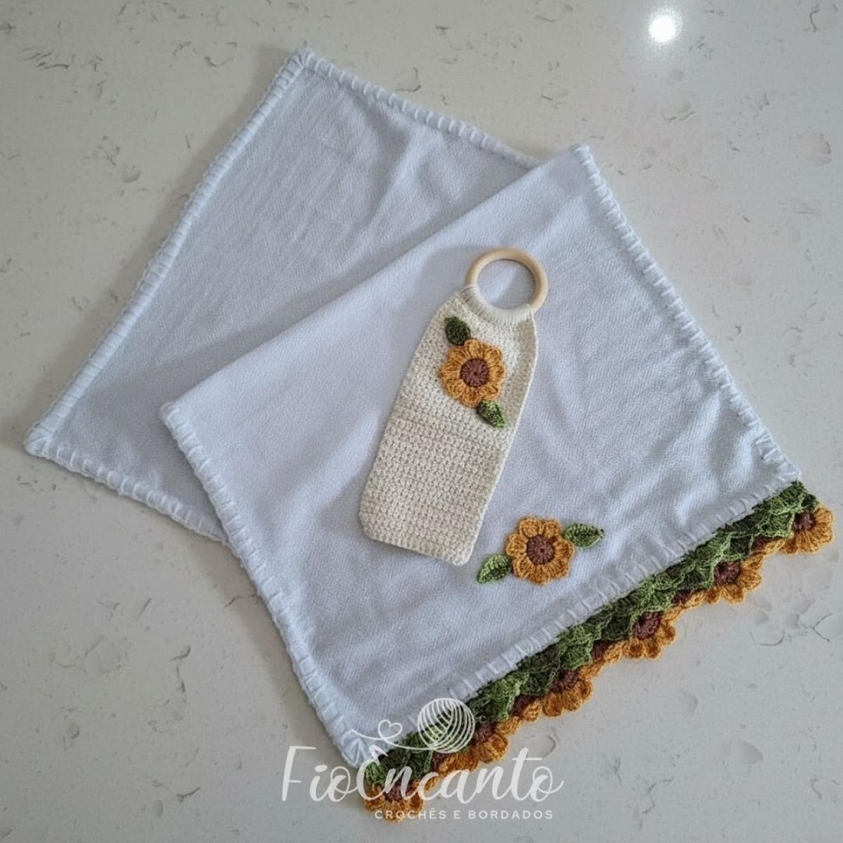Pano de Copa Girassol Encantado: Toque Artesanal de Sol e Cor para sua Cozinha — foto 2