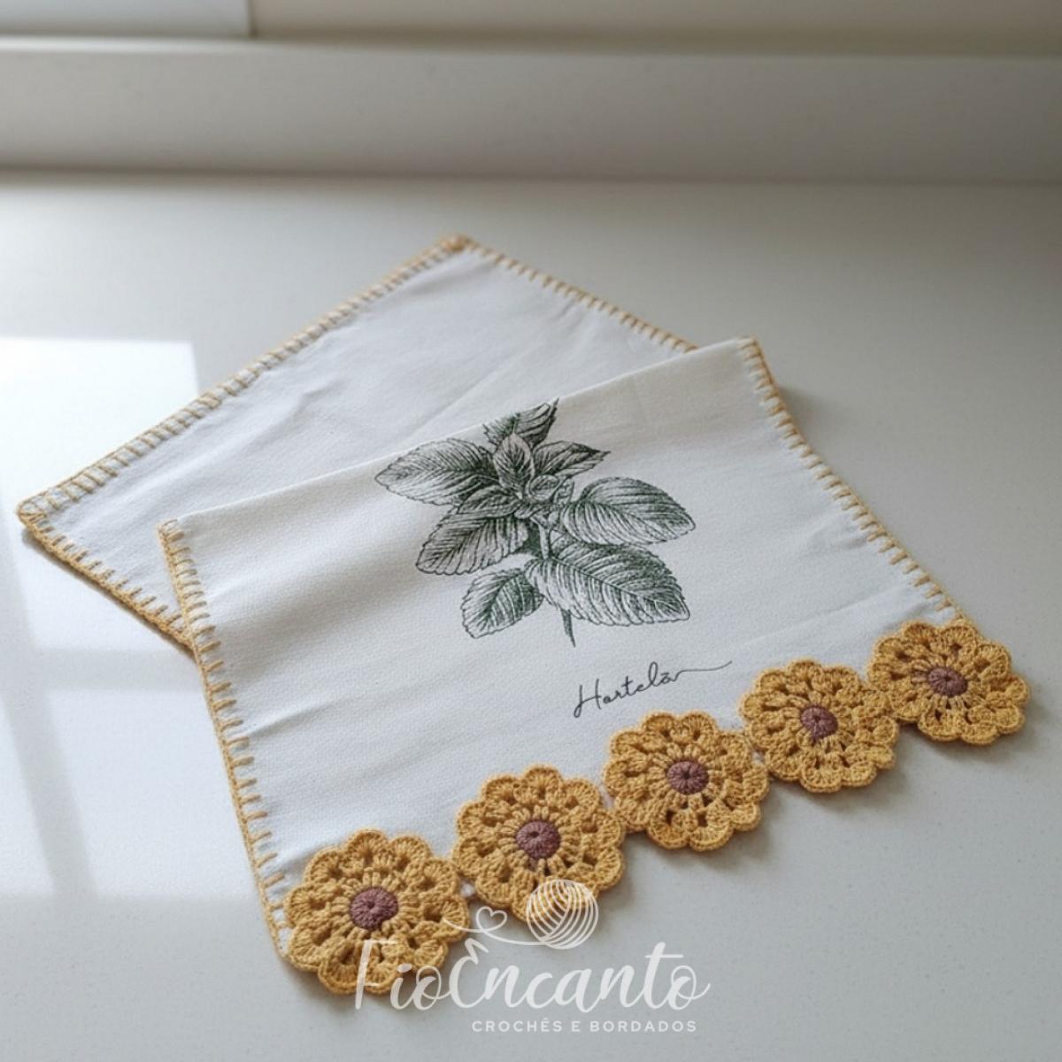 Pano de Copa Girasol Artesanal Fio Encanto: Toque de Sol e Charme na Sua Cozinha — foto 2