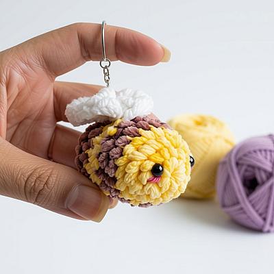 Chaveiro Abelinha Amigurumi em Fio Pelúcia Super Macio e Delicado 6cm