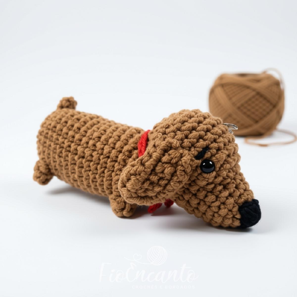 Chaveiro Cachorrinho Salsicha Amigurumi Fofinho 12cm Artesanal | Fio Encanto — foto 5