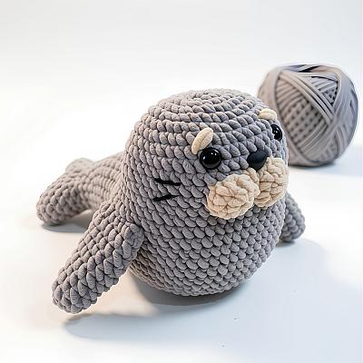 Amigurumi Foquinha Cinza em Chenille Super Macia e Fofinha | Fio Encanto