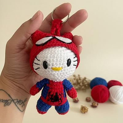 Chaveiro Hello Kitty Aranha – Amigurumi em Crochê Feito à Mão