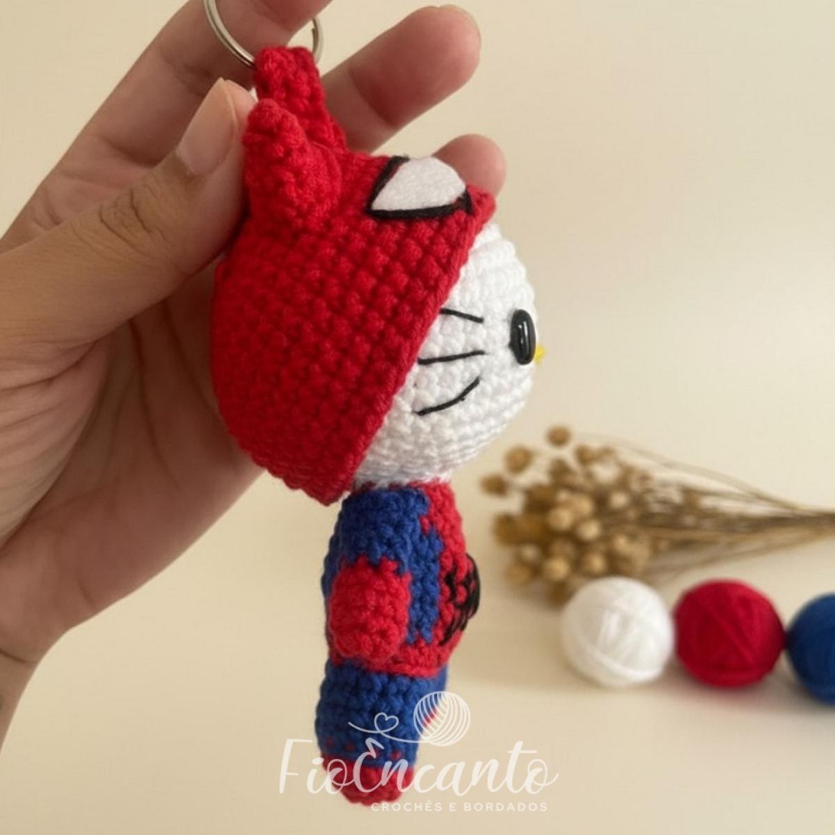 Chaveiro Hello Kitty Aranha Amigurumi — foto 2